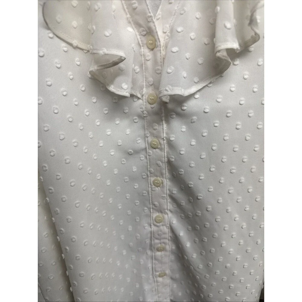 J Crew Long Sleeve Blouse Ivory With Ruffle Size PL